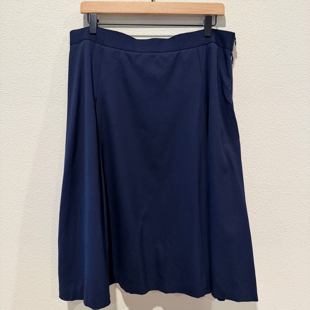 TALBOTS‎ Womens Wool Blend Midi Skirt 16P Navy Blue Career Office Professional